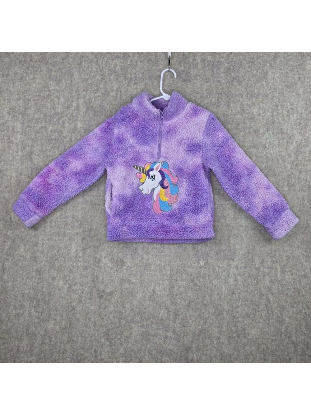 Seven Apparel Girls Fleece Pullover Purple Unicorn Embroidered Size 5/6 Cozy